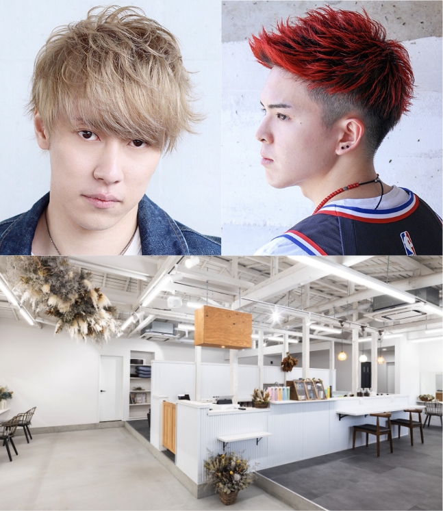 hair make LATTEのモデルさんと店内の様子